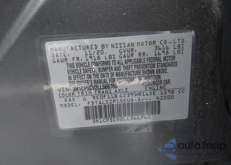 2020 Nissan Kicks Sv Xtronic Cvt from USA, damaged, VIN 3N1CP5CV2LL566765